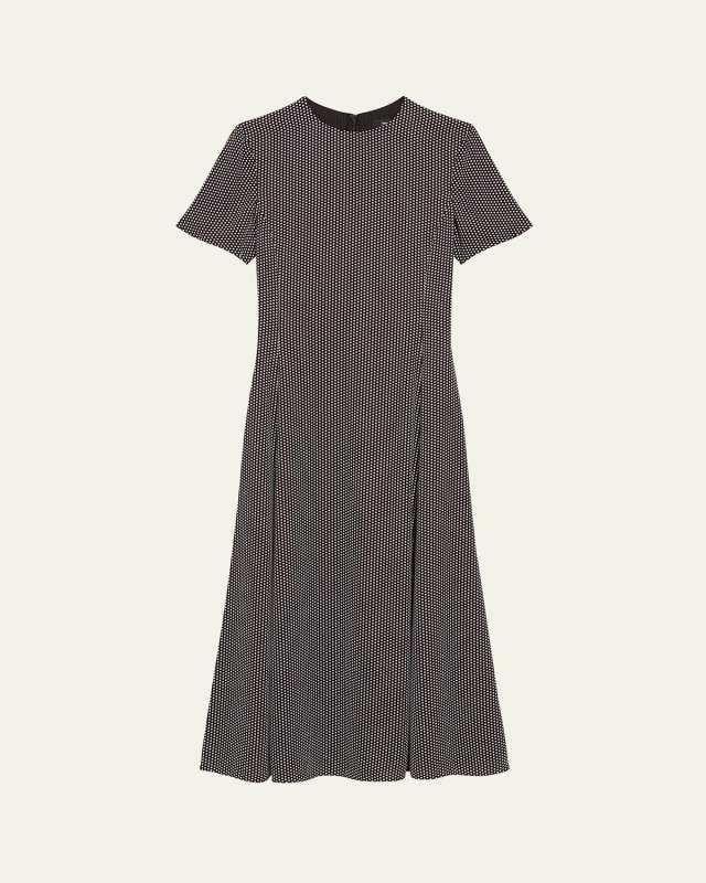 Short-Sleeve Flared Midi Dress